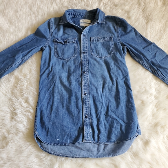 Madewell Denim Classic Ex-Boyfriend Shirt in Kylemore Wash Size XS - Picture 7 of 14